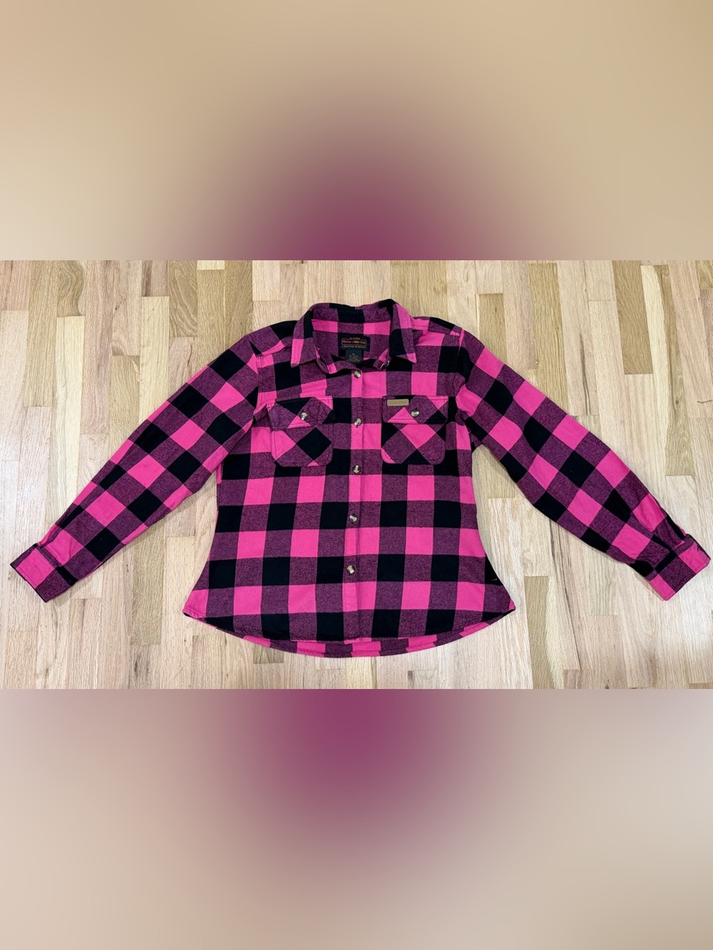 Hickory Shirt Co Pink Black Buffalo Plaid Flannel XL